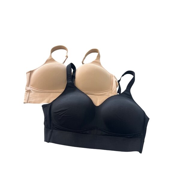 Rhonda Shear 2 Pk Molded Cup Bra with Wrap Back Size XL Black Beige Lounge 638.3 - Picture 2 of 10